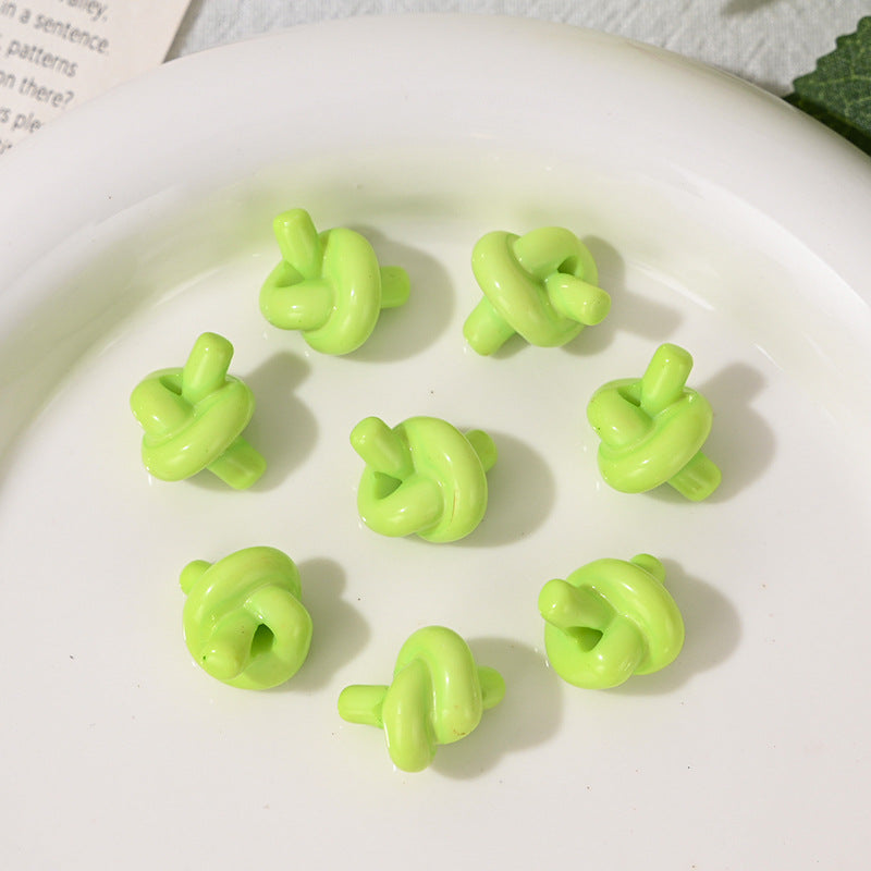 Wholesale 10pcs Acrylic Candy Color Rope Knot Straight Hole  Acrylic Beads