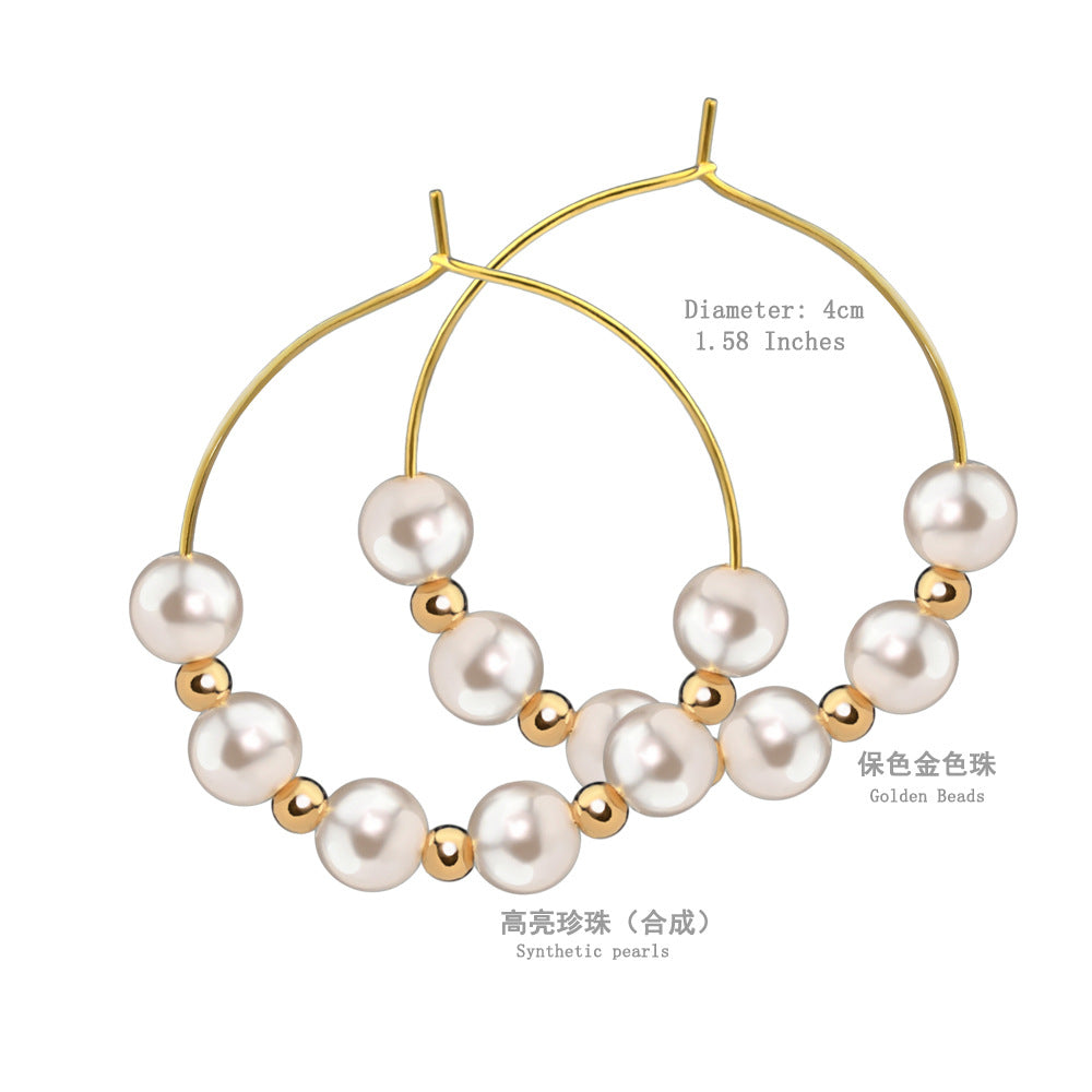 Wholesale Gold Pearl Large Earrings