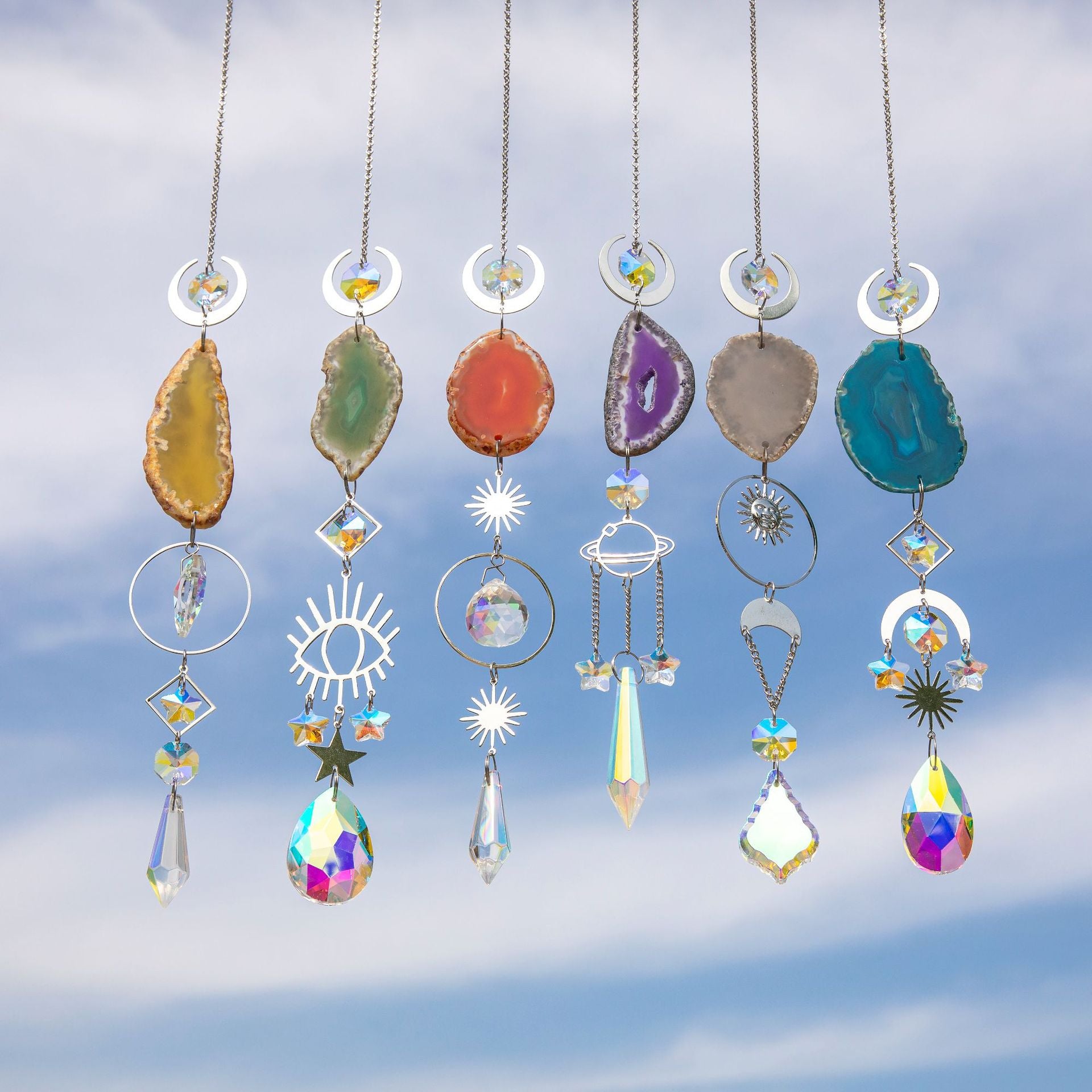Wholesale Agate Rough Stone Crystal Sun Catcher Color Hanging Prism Ball