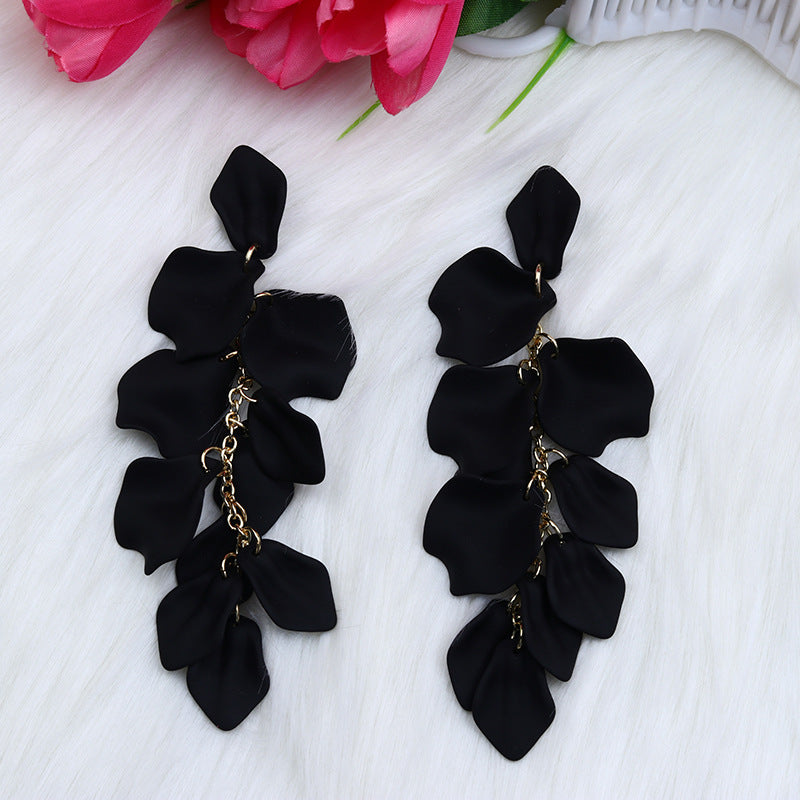 Wholesale Bohemian Style Fashion Personality Tassel Petal Candy Color Design Earrings