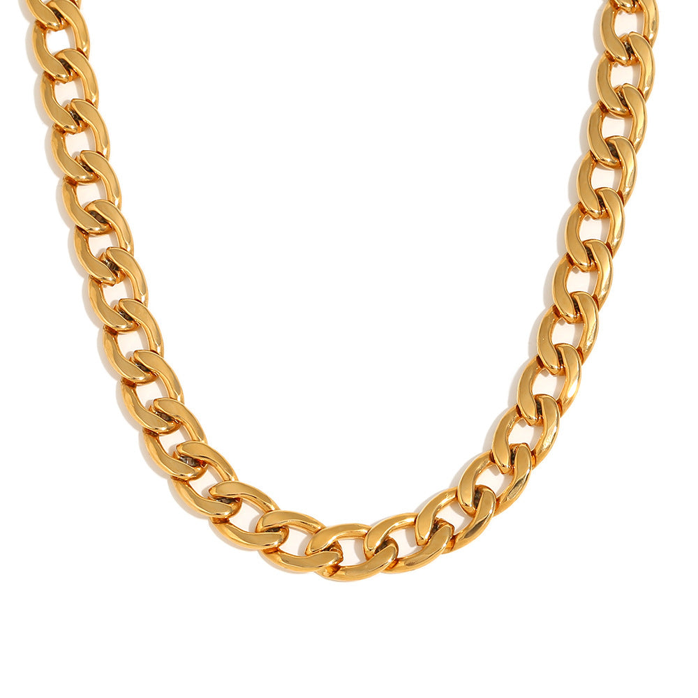 Wholesale Hip Hop Cuban Chain Necklace Stainless Steel 18K Gold Plated Two-tone Base Polished Chain