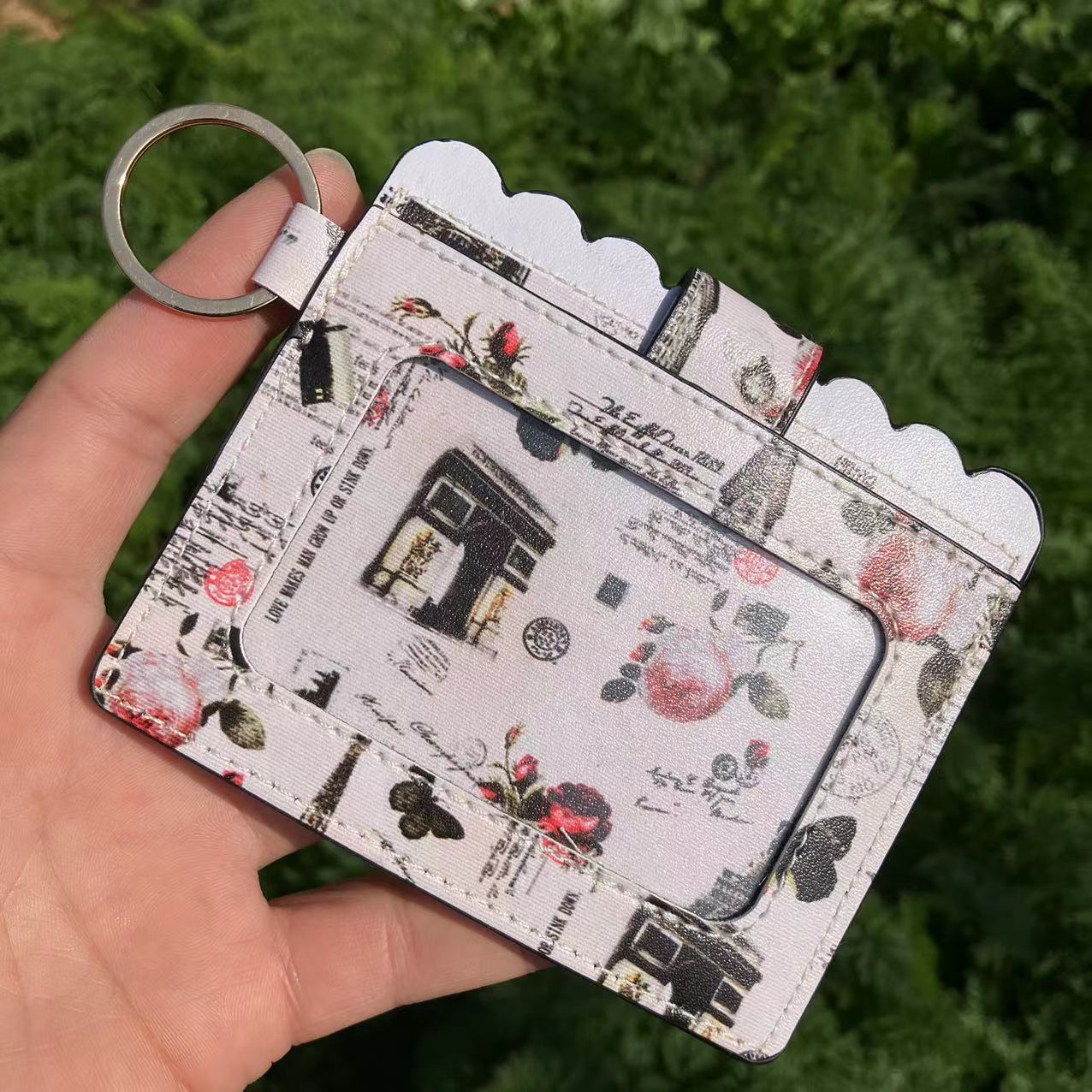 Wholesale PU Leather Leopard Purse Keychain