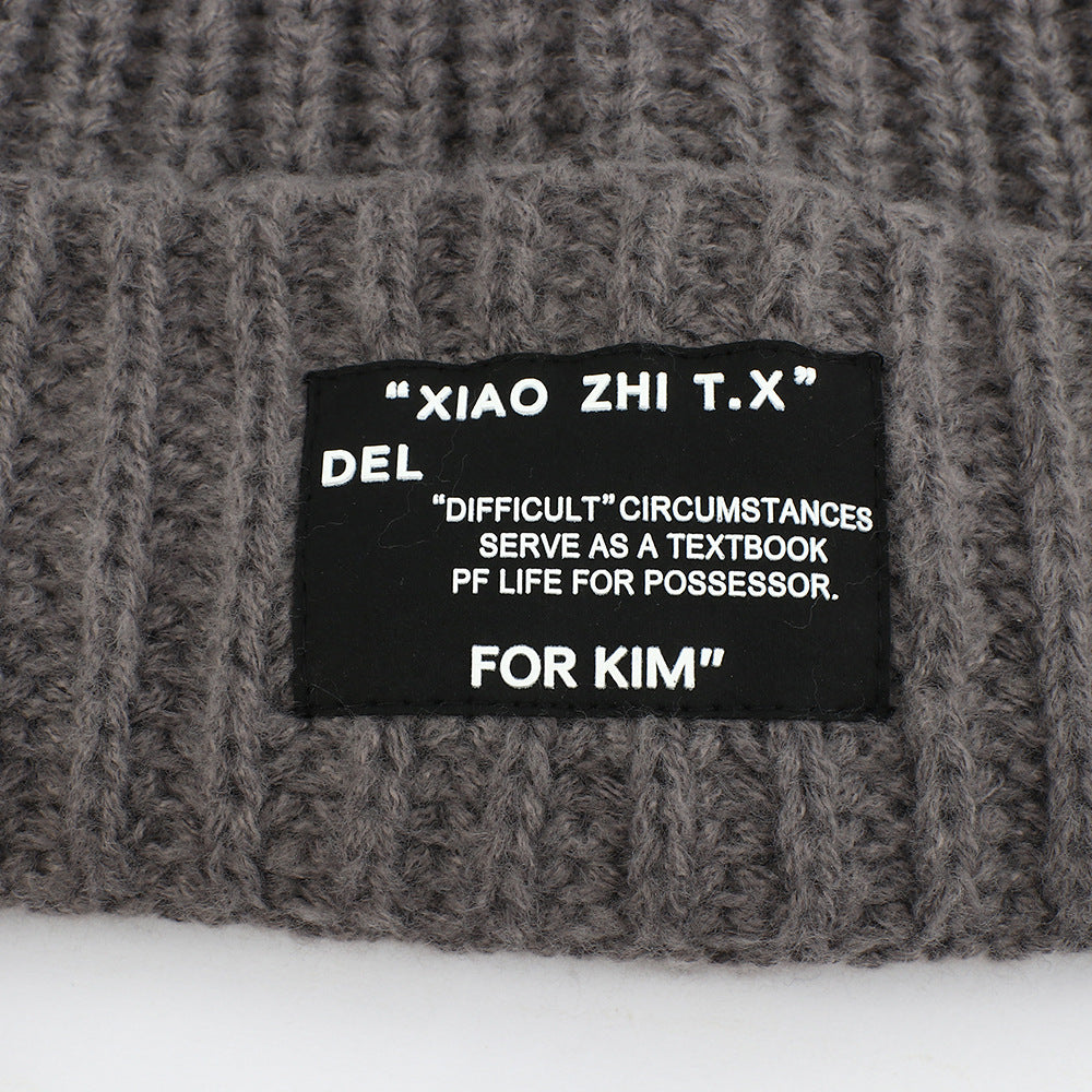 Wholesale Autumn and Winter Letter Patch Knitted Acrylic Beanie