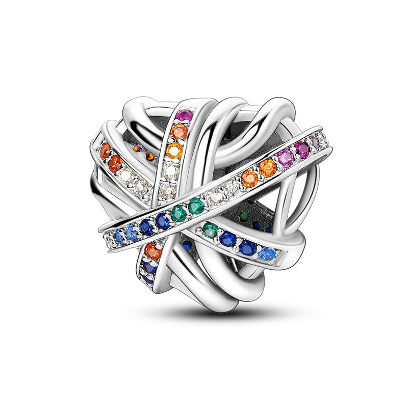 Wholesale  Colorful Zirconium Love Beaded Charms