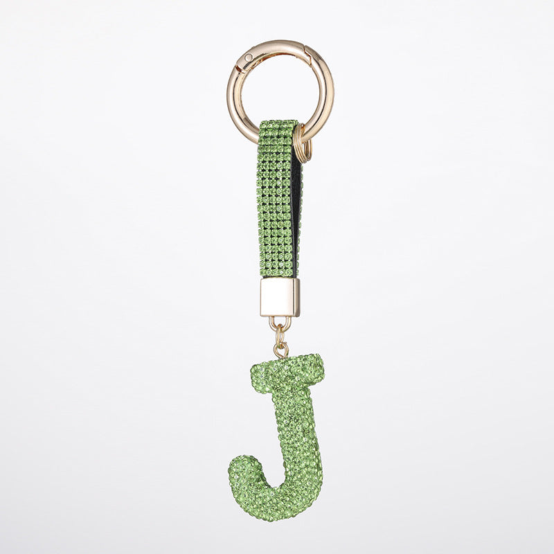 Wholesale Pottery Clay Water Diamond Alloy Dot Diamond Letter Keychain