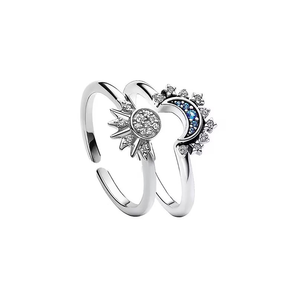 Wholesale Sun and Moon Glory Stacked Ring Opening Adjustable rings