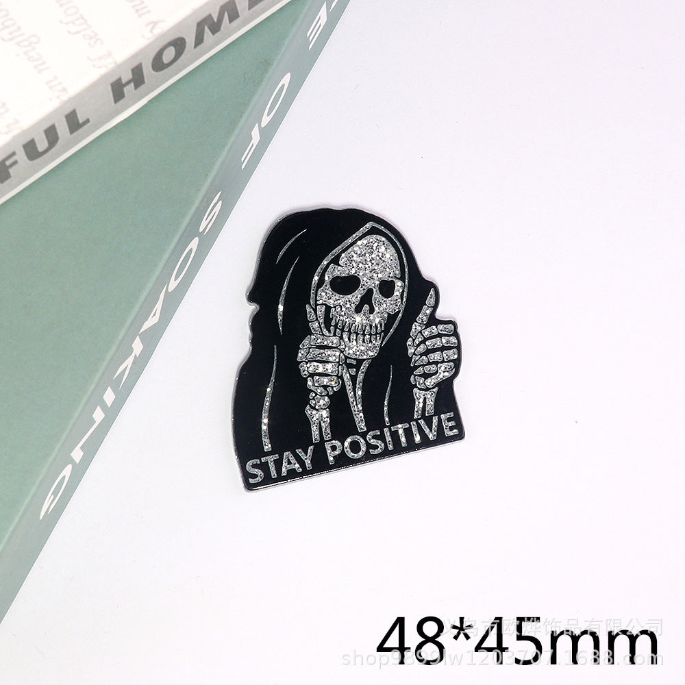 Wholesale 10pcs powder cartoon letter beverage love bag jewelry acrylic pin DIY patch accessories