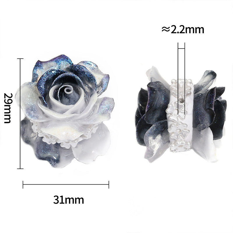 Wholesale10pcs Heavy Double-sided Rose Clay Fine Glitter Resin Beads