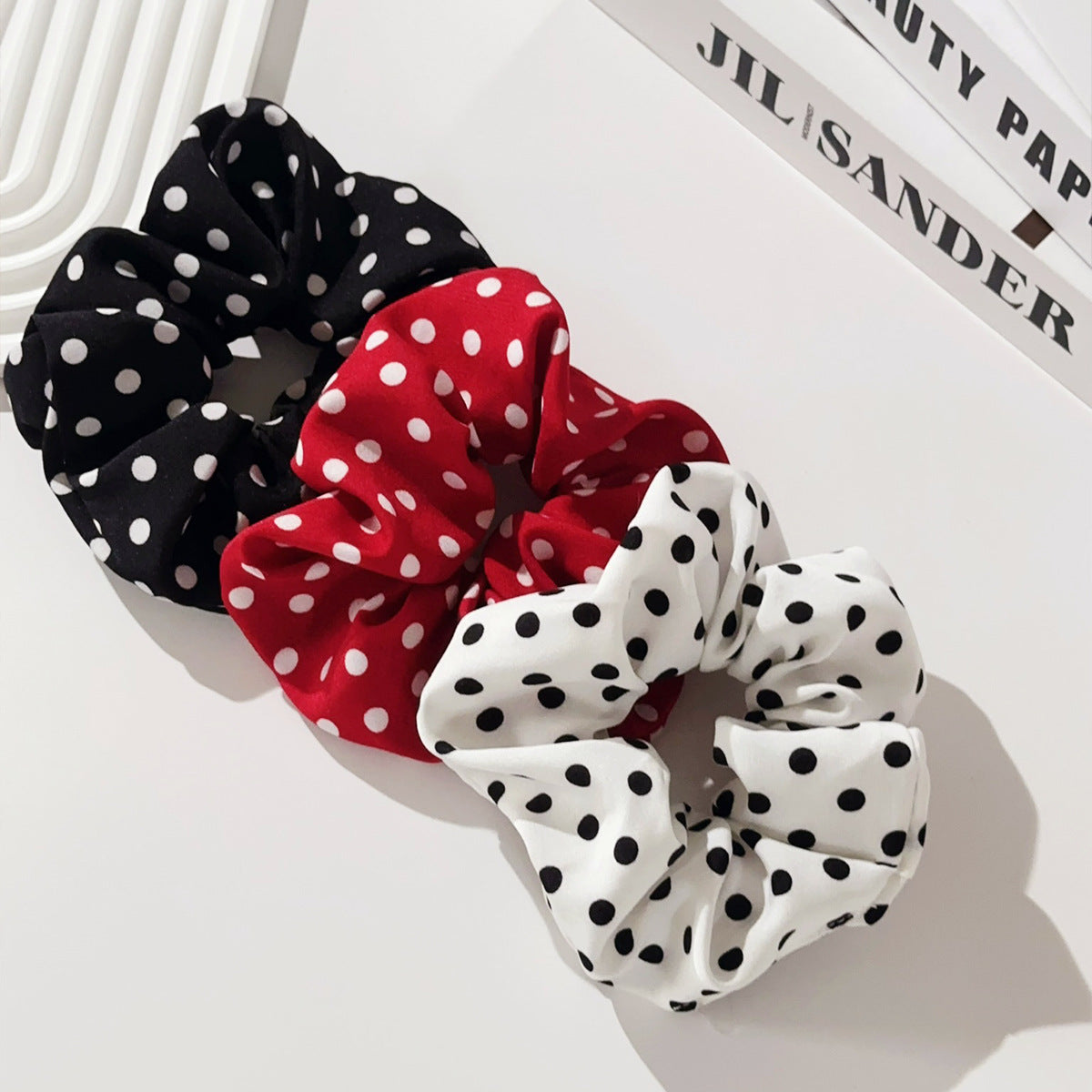 Wholesale Classic polka dot fabric hair ties