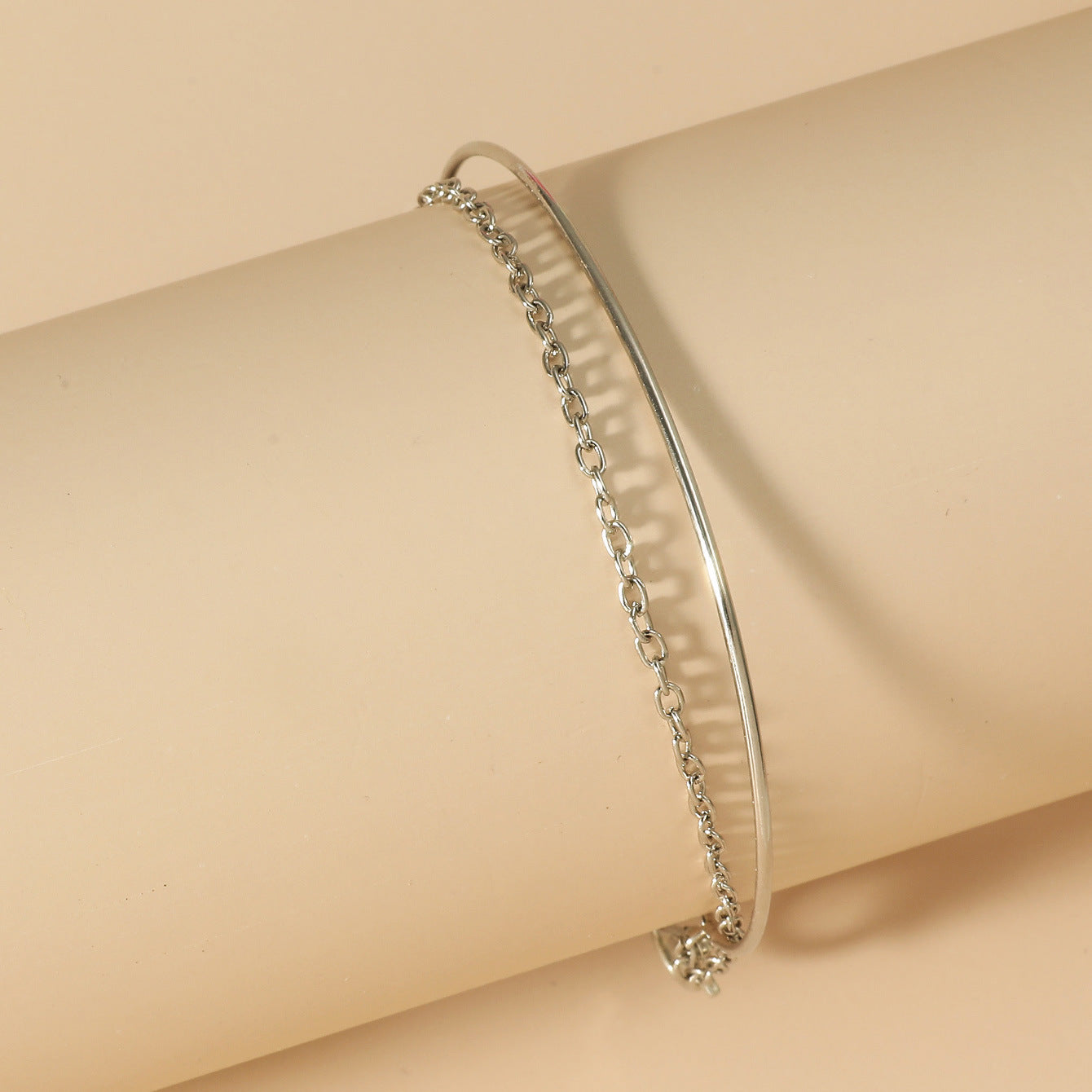 Wholesale Zircon Bracelet Set Exaggerated Geometric Beaded Thick Chain Bracelet