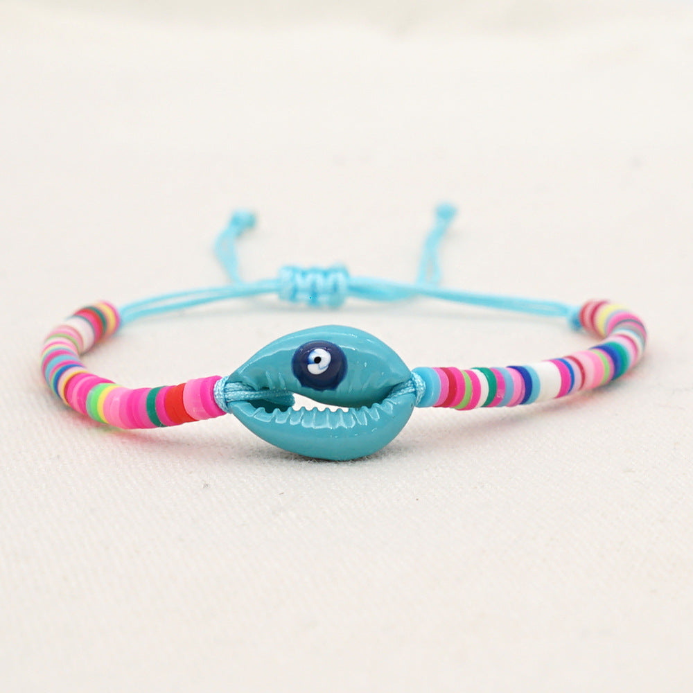 Wholesale 4mm colored polymer clay natural shell drop oil eye Bracelet