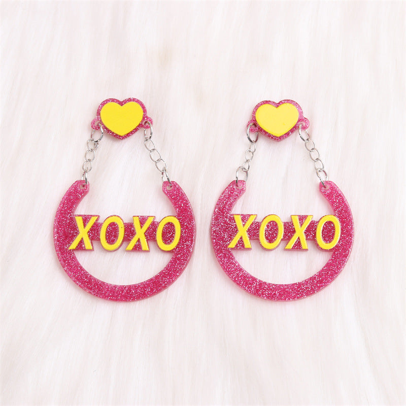 Wholesale Valentine's Day XOXO Heart Acrylic Earrings