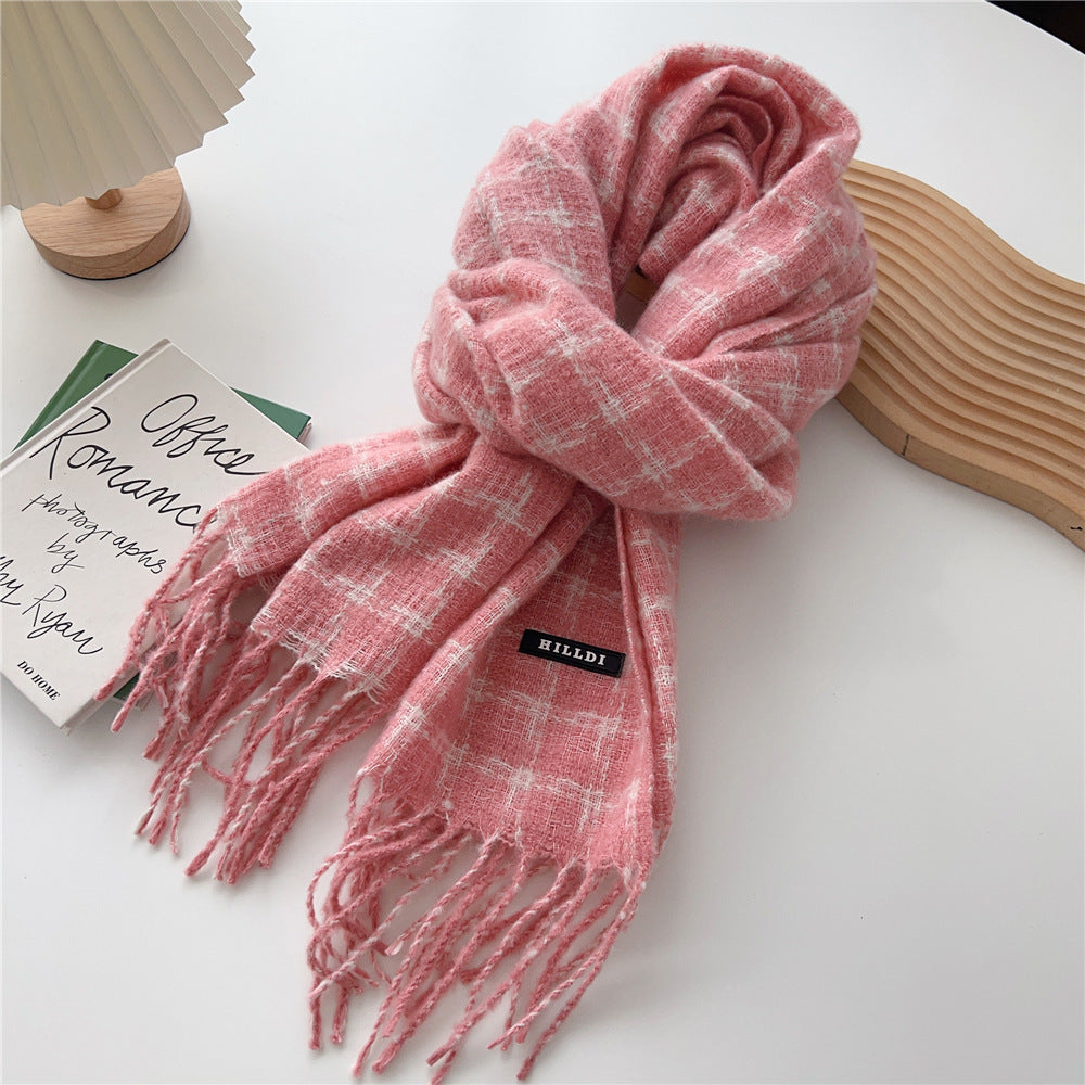 Wholesale Antique Plaid Tassel Polyester Scarf