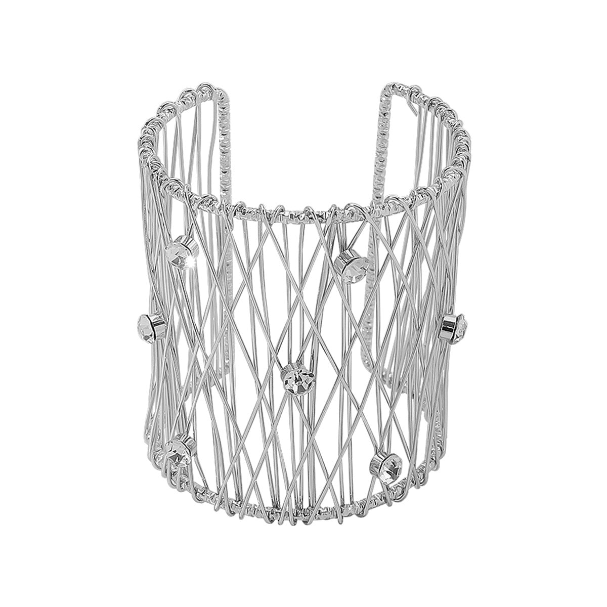 Wholesale Mesh Wire Braided Exaggerated Punk Style Diamond Open Bracelet