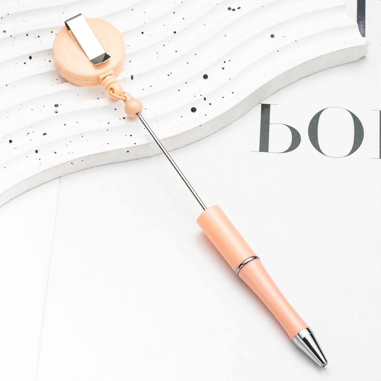 Wholesale 2pcs Beadable Pens Retractable Buckle Plastic Easy Pull Buckle Ballpoint Pen