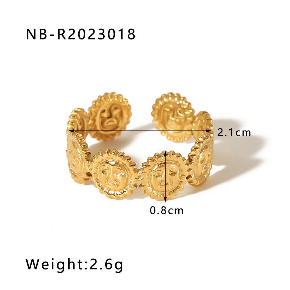 Wholesale commuter stainless steel open ring heart-shaped geometric titanium steel ring fashion simple  Personality ring female