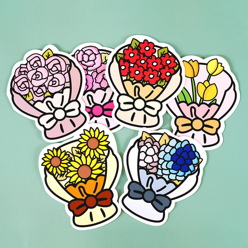 Wholesale of 10pcs/pack Paper 6 Styles of Sunflower Tulip Bouquet Mother's Day Greeting Card Hang Tags