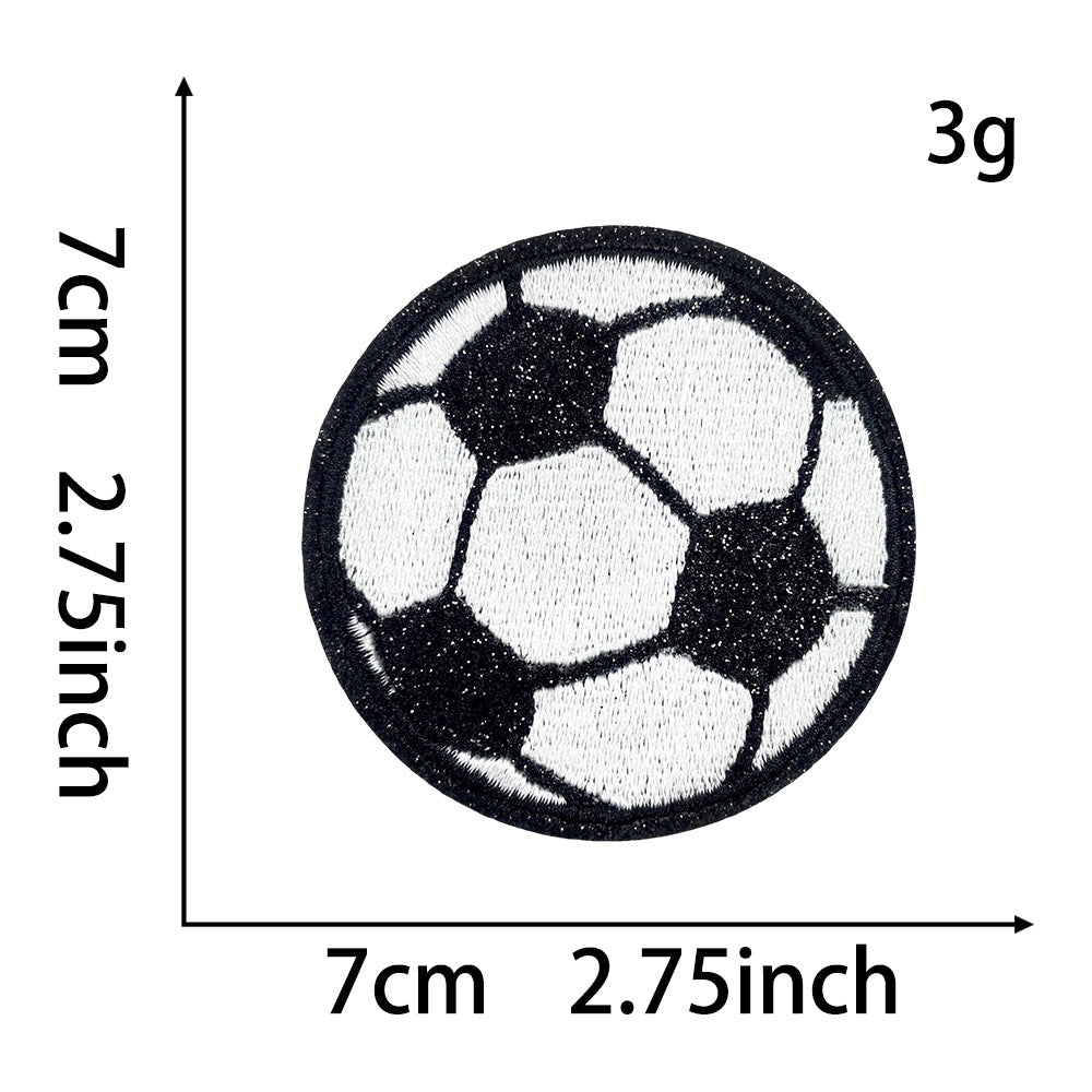 Wholesale Embroidered Sports Ball Patches Red White Athlete Design Adhesive DIY Applique For Coats Trendy Decorative Craft