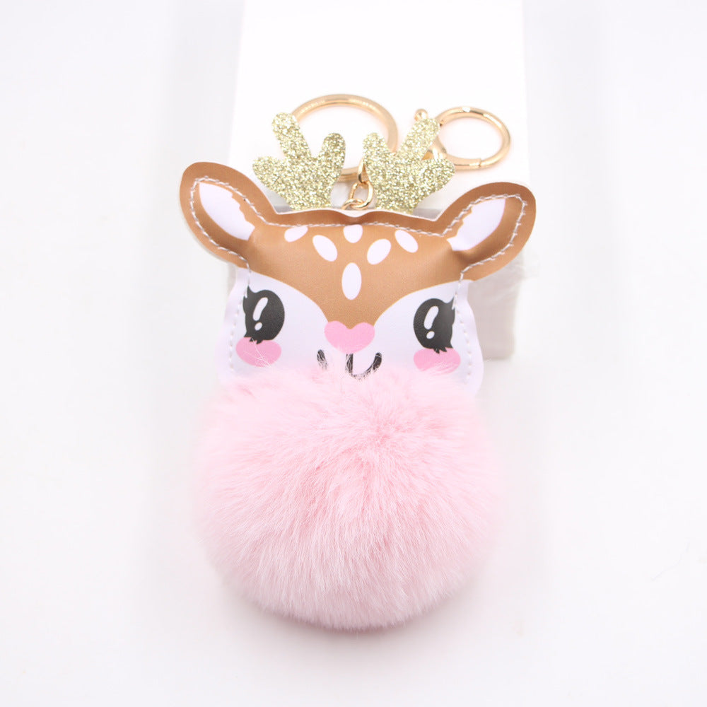 Wholesale Cute Plush Fawn Keychain Cartoon Deer Bag Charm Pendant Christmas Gift Car Key Accessory