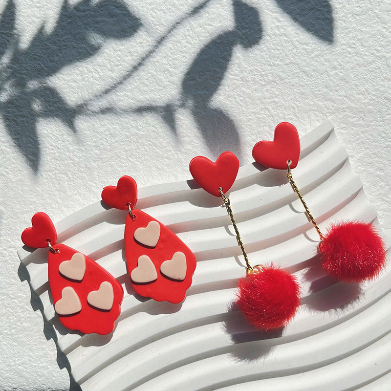 Wholesale Valentine's Day Love Pottery Earrings