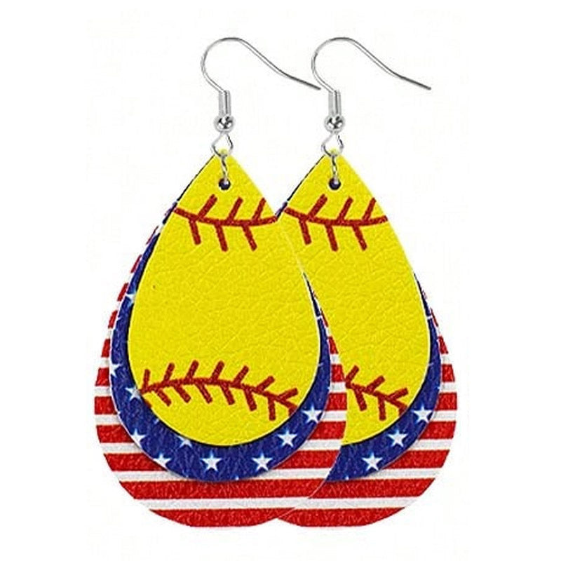 Wholesale Independence Day Spherical Multi-layered Leather Earrings