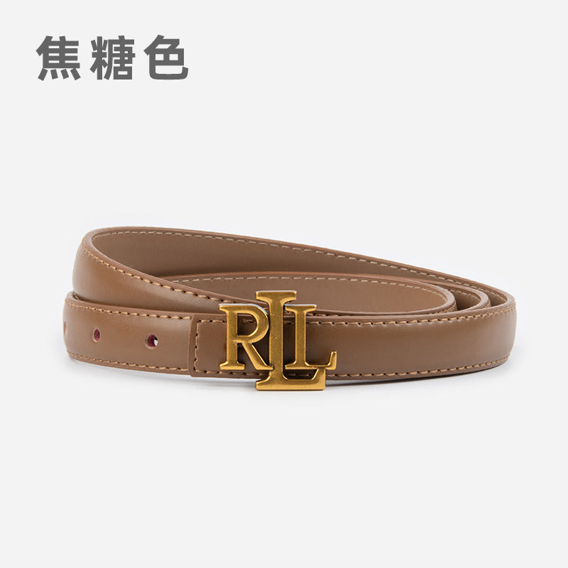 Wholesale Letter genuine leather women' s thin belt cowhide belt