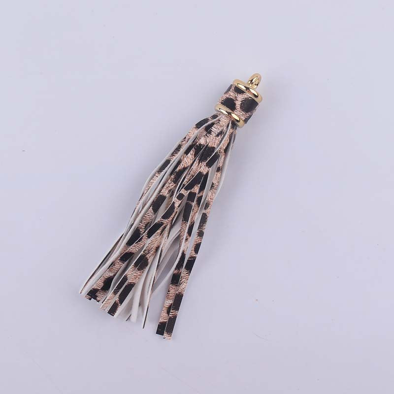 Wholesale Leather Tassel Edging Long Pendant Gold Hanging Clock Keychain Accessories