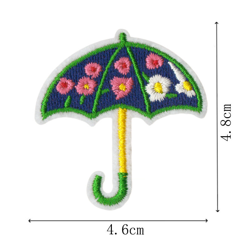Wholesale Colorful Umbrella Design Embroidered Patches 9 Piece Set Stylish Summer Fashion Accessory Boutique Gift