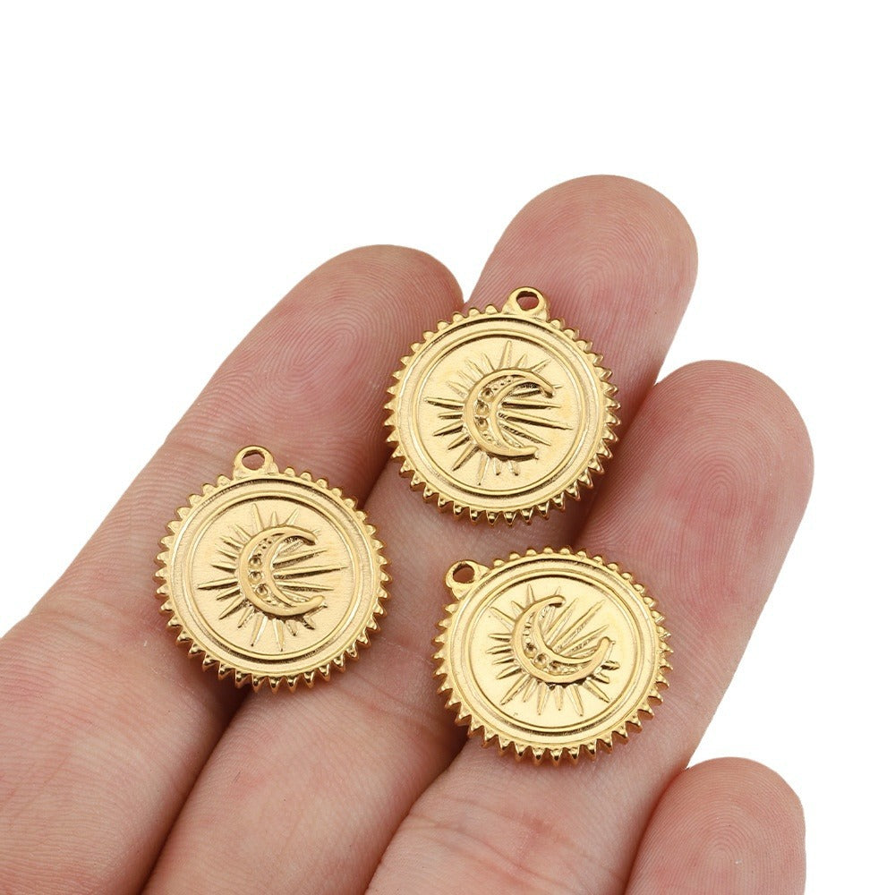 Wholesale 5pcs Stainless Steel Hydraulic Pendant Heart Shaped Sun Pendant Diy Accessories