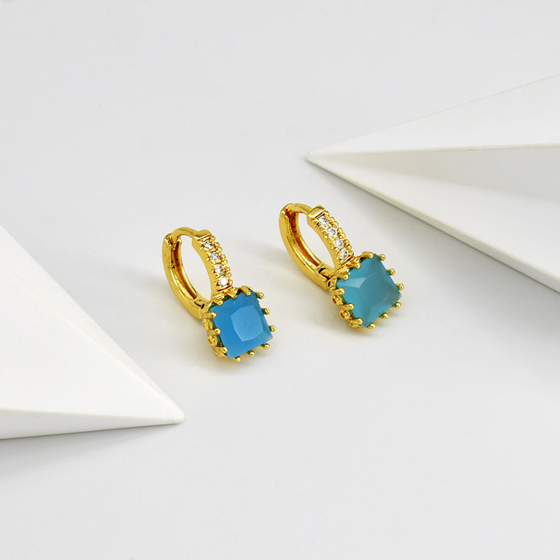 Wholesale Temperament Inlaid Cubic Zirconia Simple and Sweet Full Diamond Copper Earrings