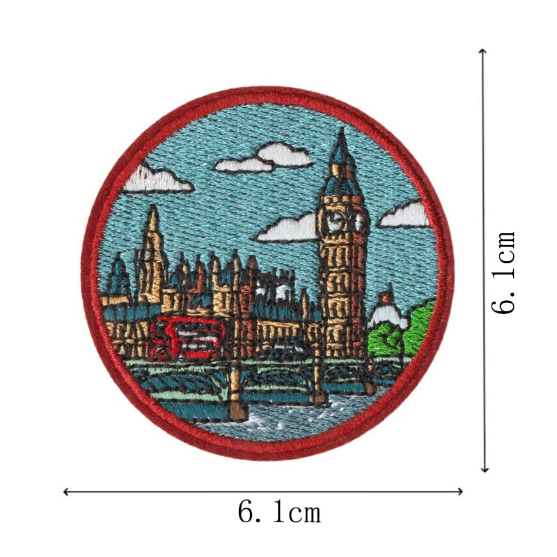 Wholesale World Landmark Embroidered Iron On Patches 9 Pack Commemorative Souvenir Badge Style No Sew DIY Decorative For ets Craft Accessory