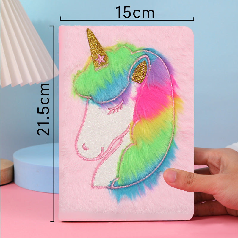 Wholesale Plush Cartoon Unicorn Notebook Children' s Cultural Stationery Journal Gift