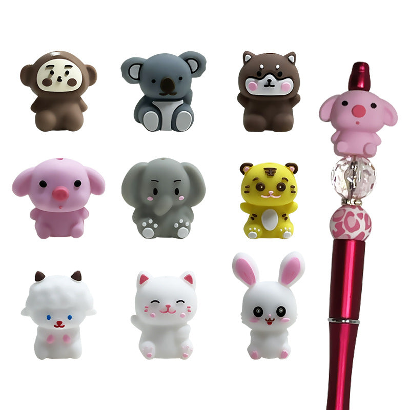 Wholesale 10pcs 3D Silicone Cute Cartoon Animal DIY Beads