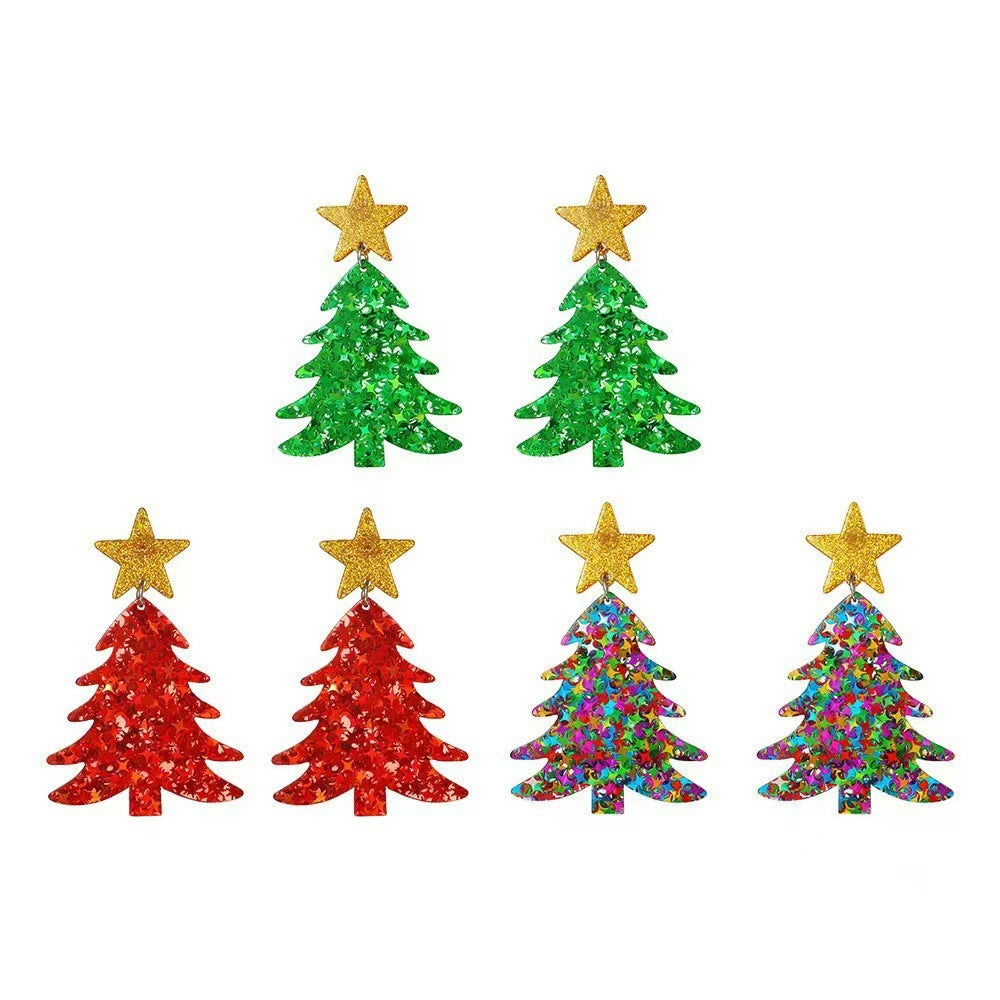 Wholesale Christmas Cute Christmas Tree Snowflake Earrings