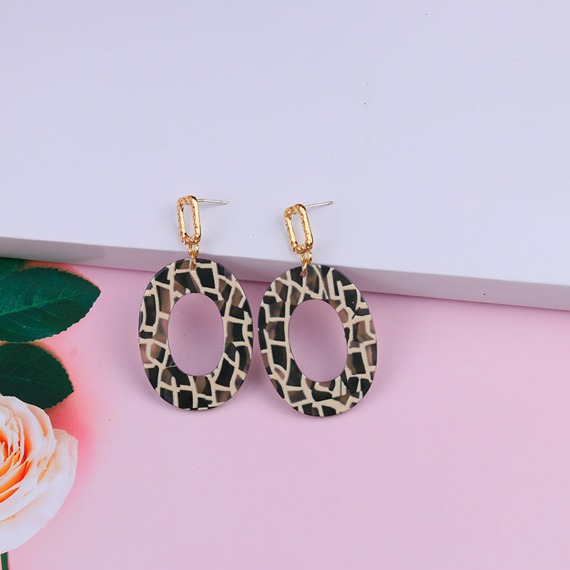 Wholesale Leopard Checkerboard Acrylic Earrings
