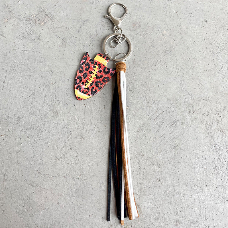 Wholesale 3pcs/pack American Flag Baseball Tassel Wood Keychain