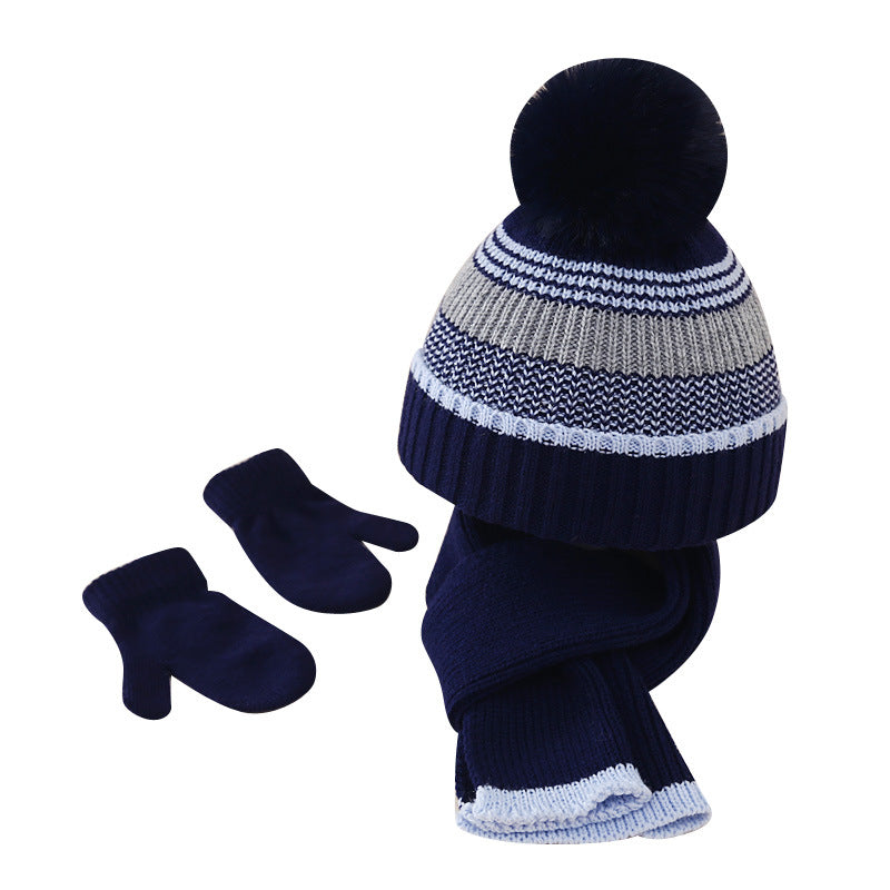 Wholesale 3-20 Months Baby Winter Woolen Hat Scarf Gloves Set