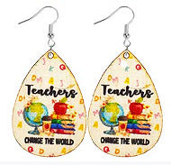 Wholesale Wooden Printed Earrings for Teachers' Day and Graduation Season