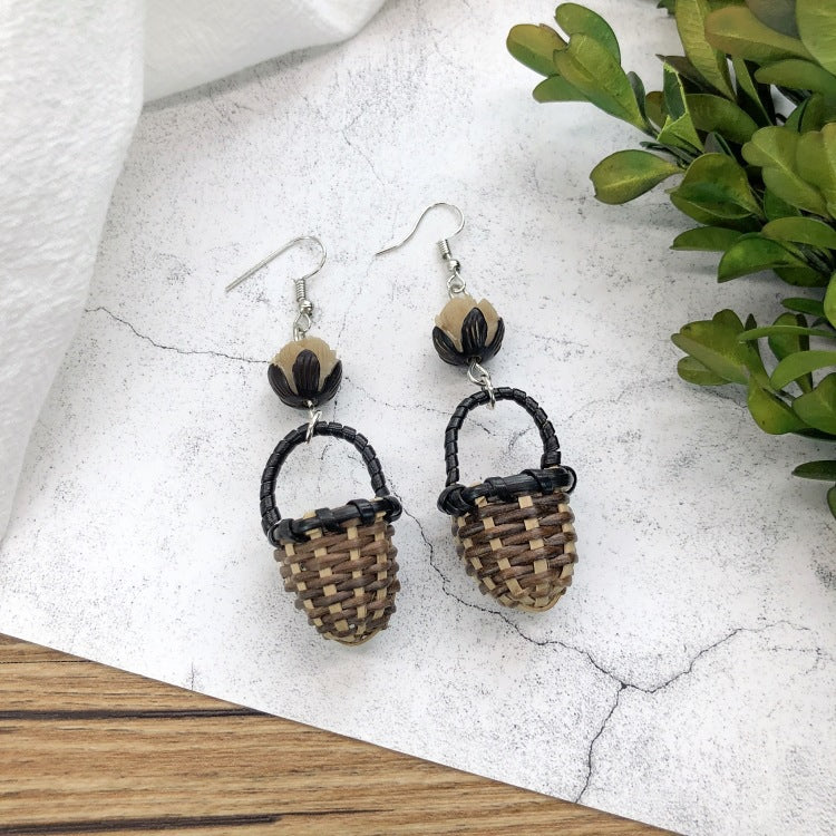 Wholesale Vintage Rattan Weaving Handmade Bohemian Earrings