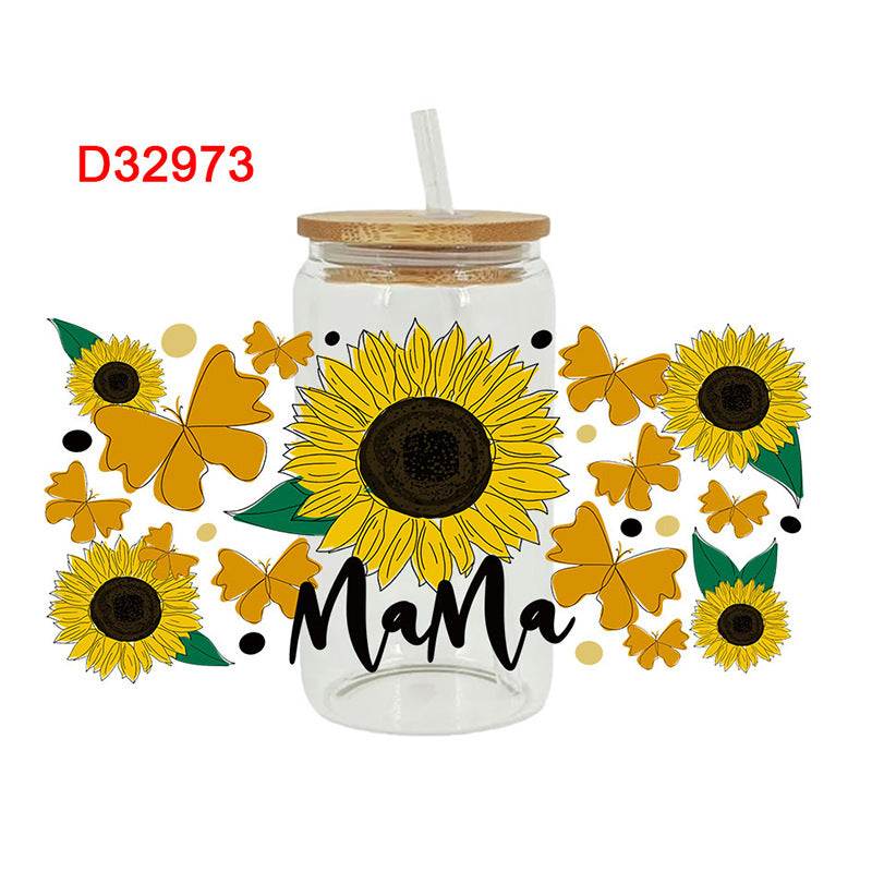 Wholesale Colorful sunflower 16oz Cup UV DTF Wrap