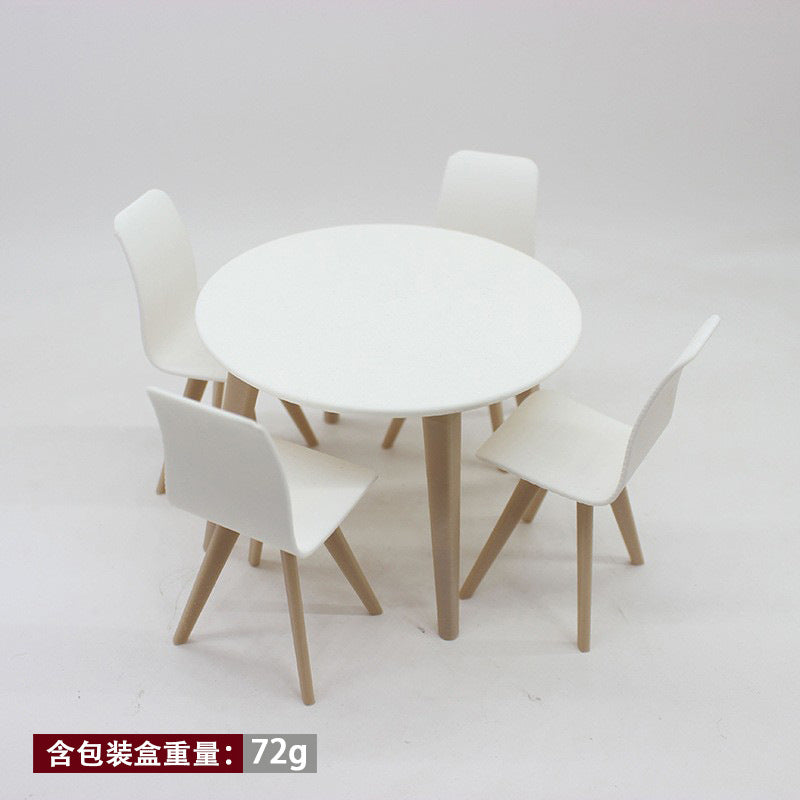 Wholesale Miniature food toy circular dining table and chair Doll Accessories