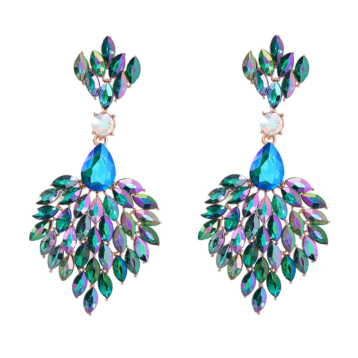 Wholesale Alloy Colored Diamond Full Diamond Gemstone Earrings