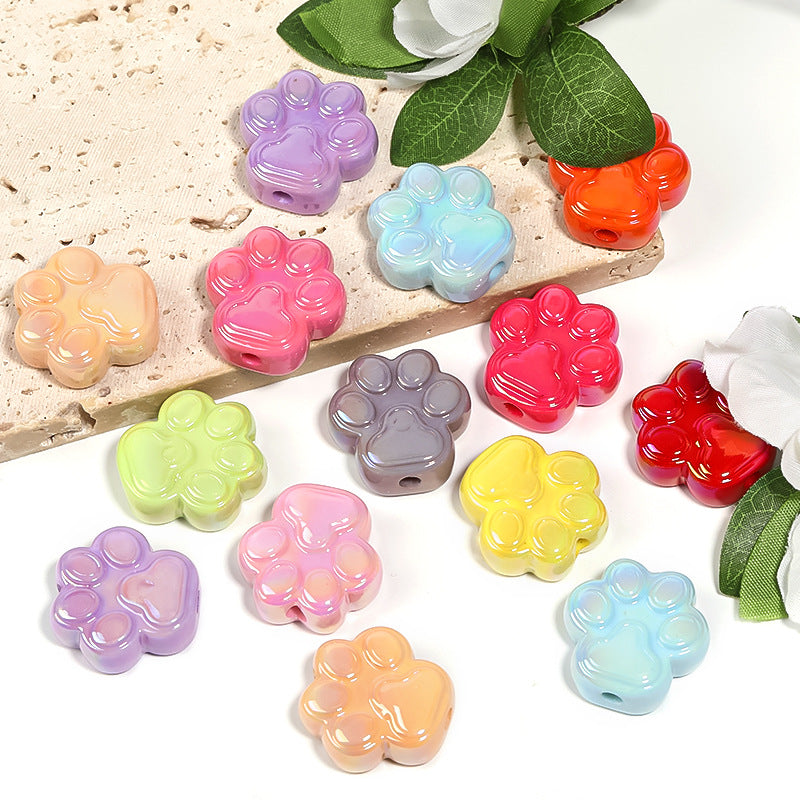 Wholesale 50pcs Acrylic Solid Color Cartoon Cat Claw Straight Hole Beads