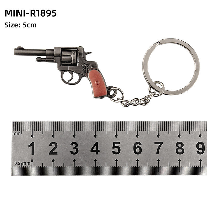 Wholesale Mini Metal Gun Model Keychain P90 S686 Dp-28 Alloy Pendant Small Decorative Toy Office Culture Metal Crafts