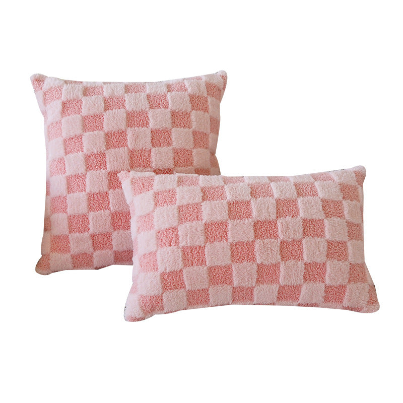 Wholesale Wool Jacquard Plaid Plush Pillowcase