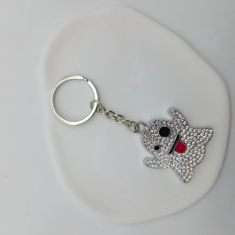 Aleación al por mayor Lengua fantasma pegado ojos de hip-hop de hip-hop con llavero de diamantes