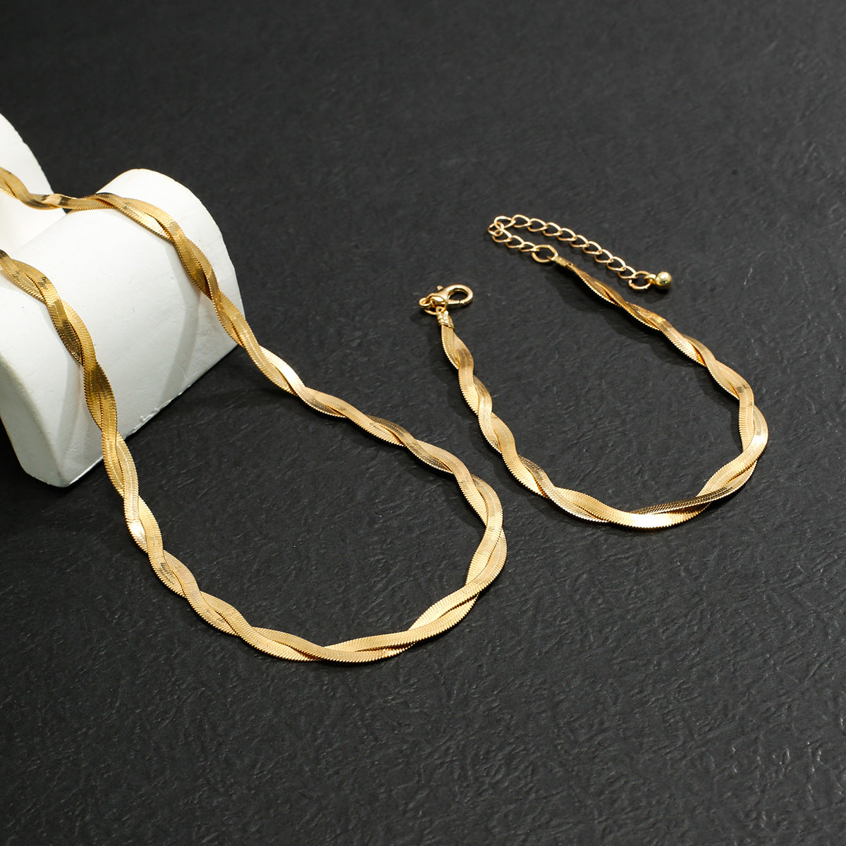 Wholesale Men's Woven Snake Bone Bracelet Necklace