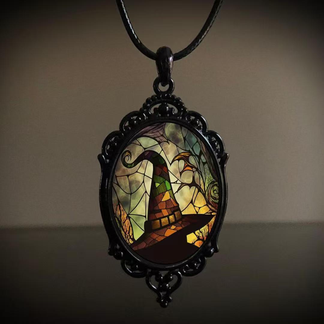 Wholesale Vintage Gothic Crow Cross Witch Halloween Necklace
