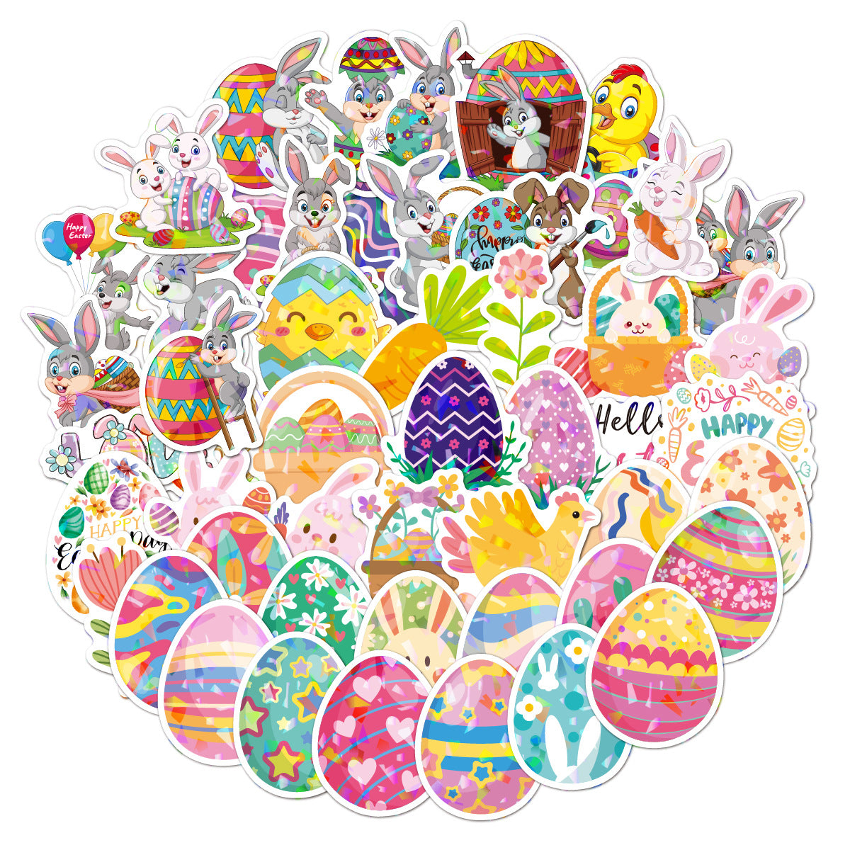 Wholesale 100pcs Easter Egg Series Waterproof Vinyl Stickers