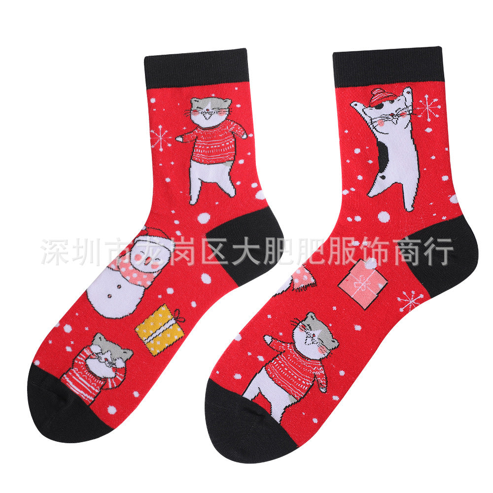 Wholesale Christmas Autumn and Winter Plus Size Middle Tube Cotton Socks